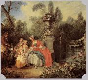 Nicolas Lancret Lady Gentleman with two Girls and Servant Spain oil painting artist